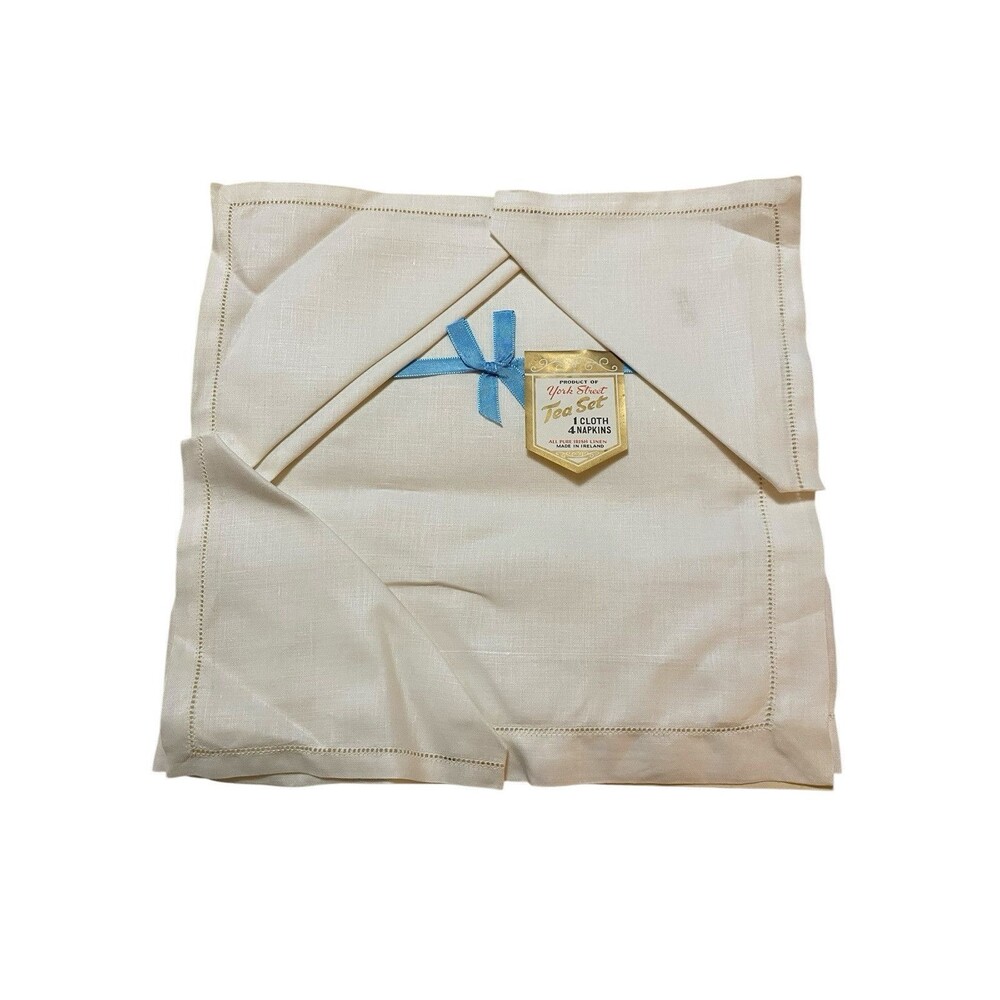 Vintage York Street Tea Set Linens Napkins Cloth Made In Ireland New